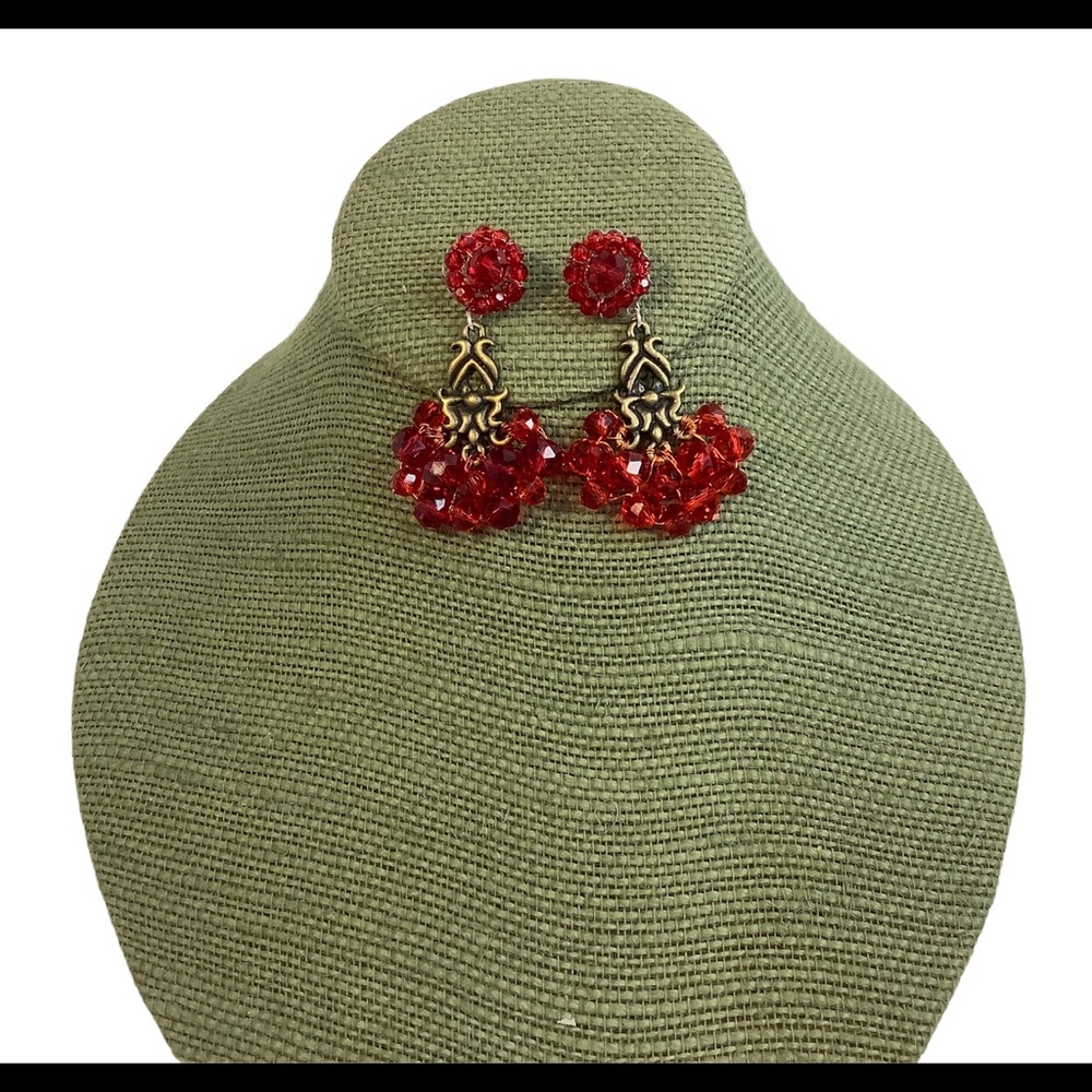 Red Earrings - Handmade Red Crystal Earrings